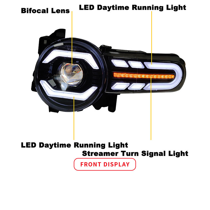 Car Light Assembly For Toyota FJ Cruiser Headlight 2007-UP DRL LED Dynamic Turn Signal Light Low High Beam All-in-one Lamp