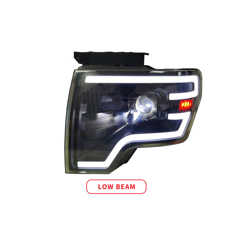 Car Lights For Ford F150 Headlight 2009-2014 LED Dynamic Turn Signal Bifocal Lens Low High Beam All-in-one Lamps Harley Style