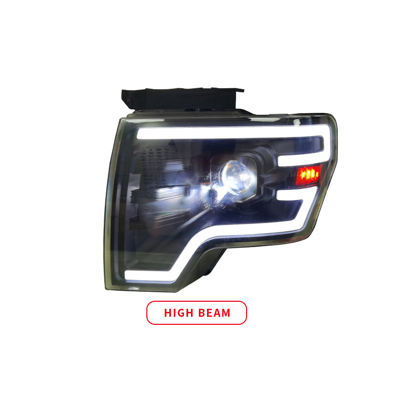 Car Lights For Ford F150 Headlight 2009-2014 LED Dynamic Turn Signal Bifocal Lens Low High Beam All-in-one Lamps Harley Style